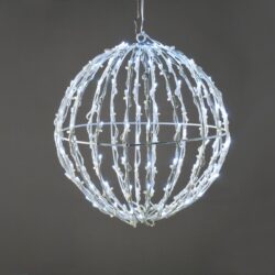 3D ΣΤΡΟΓΓΥΛΗ ΜΠΑΛΑ 200 LED ΣΕ ΣΕΙΡΑ ΣΤΑΘΕΡΑ ΨΥΧΡΟ ΛΕΥΚΟ ΑΝΤΑΠΤΟΡΑ 4.5VDC ΜΕ ΚΑΛΩΔΙΟ ΛΕΥΚΟ IP44 400X400x410mm
