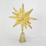 ΚΟΡΥΦΗ ΔΕΝΤΡΟΥ ΑΣΤΕΡΙ ΧΡΥΣΟ ΜΕ ΚΛΩΣΤΕΣ 2 20 MINI LED ΘΕΡΜΟ ΛΕΥΚΟ ΜΠΑΤΑΡΙΑΣ 3xAA IP20 280x50x200mm