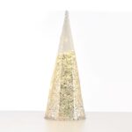 ΔΙΑΚΟΣΜΗΤΙΚΟ ΔΕΝΤΡΟ ΣΕ ΣΧΗΜΑ ΚΩΝΟΥ ΜΕ ΠΟΥΛΙΕΣ ΛΕΥΚΕΣ & ΑΣΗΜΙ 20 MINI LED ΘΕΡΜΟ ΛΕΥΚΟ ΜΕ ΜΠΑΤΑΡΙΕΣ 3xAA IP20 Φ185x500mm - Image 2