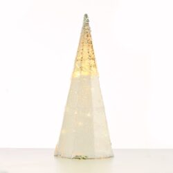 ΔΙΑΚΟΣΜΗΤΙΚΟ ΔΕΝΤΡΟ ΣΕ ΣΧΗΜΑ ΚΩΝΟΥ ΜΕ ΠΟΥΛΙΕΣ ΛΕΥΚΕΣ & ΑΣΗΜΙ 20 MINI LED ΘΕΡΜΟ ΛΕΥΚΟ ΜΕ ΜΠΑΤΑΡΙΕΣ 3xAA IP20 Φ205x600mm