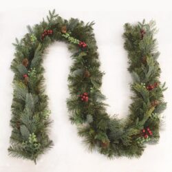 ΧΡΙΣΤΟΥΓΕΝΝΙΑΤΙΚΟ ΓΙΡΛΑΝΤΑ ΜΕ ΚΟΚΚΙΝΑ BERRIES & ΚΟΥΚΟΥΝΑΡΙΑ PE/PVC 2700mm