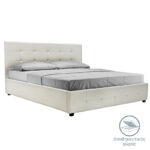 Κρεβάτι Roi pakoworld 160x200 PU λευκό ματ + αποθηκευτικό χώρο - Image 2