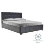 Κρεβάτι Roi pakoworld 160x200 PU μαύρο ματ + αποθηκευτικό χώρο - Image 2
