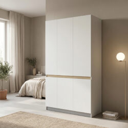 Ντουλάπα τρίφυλλη Merzia pakoworld  sonoma-λευκό 120x46.5x183εκ
