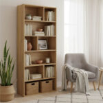 Βιβλιοθήκη Evergin pakoworld mdf σε oak απόχρωση 80x30x180εκ