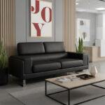 Καναπές Shea pakoworld 3θέσιος pu μαύρο-inox 198x80x87εκ - Image 2