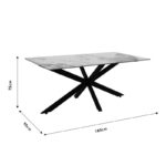 Τραπέζι Bethan pakoworld sintered stone λευκό μαρμάρου-μαύρο 180x90x75εκ - Image 6