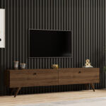 Έπιπλο τηλεόρασης Jate pakoworld σε καρυδί απόχρωση 160x25x40εκ