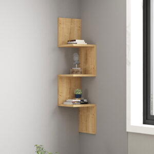 Ραφιέρα γωνιακή τοίχου Insta pakoworld σε oak απόχρωση 25x25x105