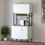 Ντουλάπια κουζίνας Lenner pakoworld λευκό-sonoma 90x45x184εκ - Image 3