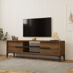 Έπιπλο τηλεόρασης Eslem pakoworld καρυδί με ανθρακί 160x34