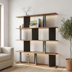 Βιβλιοθήκη Ratu pakoworld ανθρακί με oak 120x24