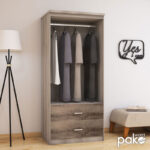 Ντουλάπα ρούχων δίφυλλη OLYMPUS pakoworld χρώμα castillo-toro 81x57x183εκ - Image 2
