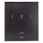Ντουλάπα ρούχων τετράφυλλη OLYMPUS pakoworld χρώμα wenge 159x57x183εκ - Image 6