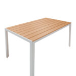Τραπέζι Nares pakoworld αλουμίνιο λευκό-plywood φυσικό 140x80x72.5εκ - Image 3