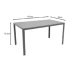 Τραπέζι Nares pakoworld αλουμίνιο ανθρακί-plywood φυσικό 140x80x72.5εκ - Image 5