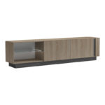 Έπιπλο τηλεόρασης με Led Vario pakoworld sonoma - ανθρακί 185.6x35x45εκ - Image 2
