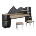 Παιδικό γραφείο με σκαμπο Dualto pakoworld sonoma-ανθρακί 180x30x93.6εκ - Image 3