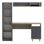 Σύνθεση γραφείου Kontor pakoworld sonoma-ανθρακί 120x50x160εκ - Image 2