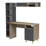 Σύνθεση γραφείου Kontor pakoworld sonoma-ανθρακί 120x50x160εκ - Image 3