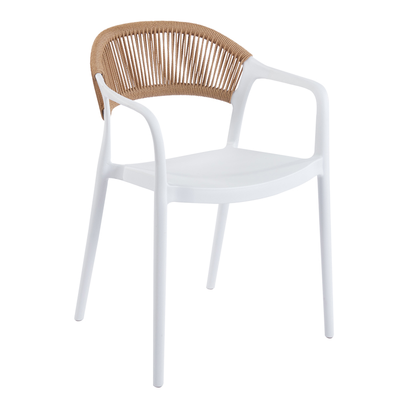 262-000050 Πολυθρόνα Ankara pakoworld στοιβαζόμενη pp-pe rattan σε λευκή-φυσική απόχρωση 54x55.5x77εκ