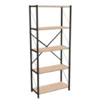 Βιβλιοθήκη Draizy pakoworld oak μελαμίνης-μαύρο μέταλλο 63x30x150εκ - Image 2