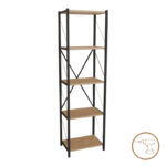Βιβλιοθήκη Glase pakoworld oak μελαμίνης-μαύρο μέταλλο 40x30x150εκ - Image 2