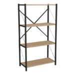 Βιβλιοθήκη Jackrey pakoworld oak μελαμίνης-μαύρο μέταλλο 63x30x114εκ - Image 2