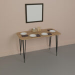 Τραπέζι Polkan pakoworld oak μελαμίνης-μαύρο μέταλλο 120x60x73εκ - Image 2