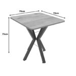 Τραπέζι Prestone pakoworld oak μελαμίνης-μαύρο μέταλλο 70x70x75εκ - Image 4