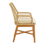 Τραπεζαρία Elaiza-Kenda I pakoworld σετ 5τεμ teak ξύλο σε φυσική-μπεζ απόχρωση Φ120x75εκ - Image 5
