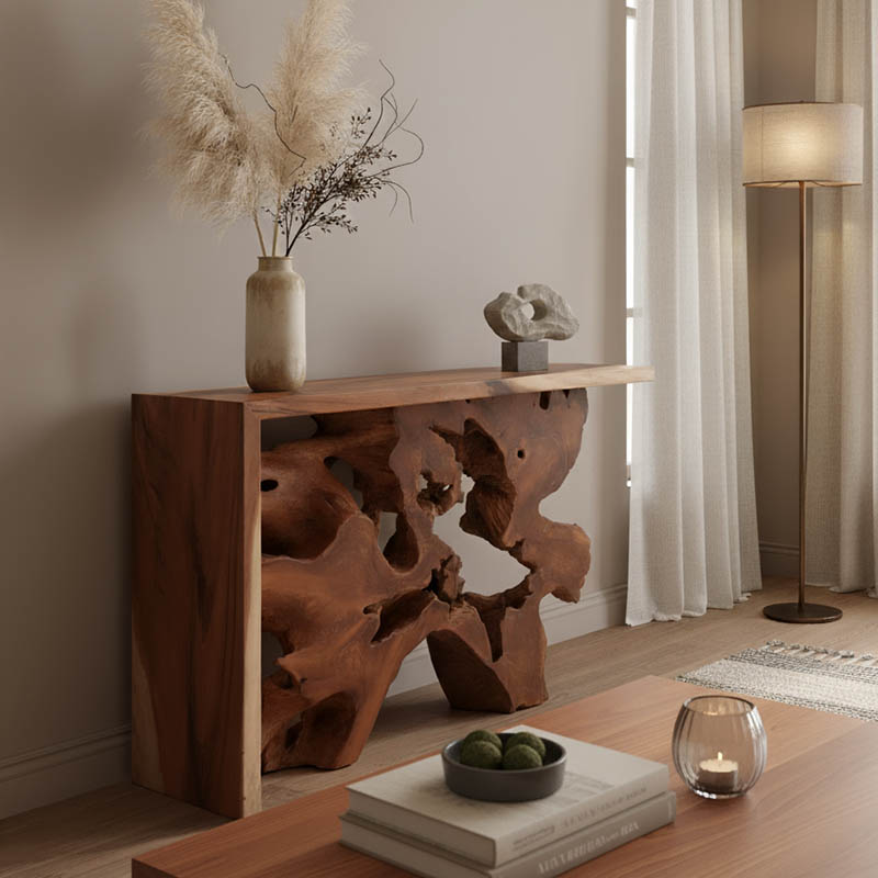 343-000079 Κονσόλα Jako Inart teak ξύλο σε φυσική απόχρωση 120x40x80εκ