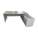 Γραφείο εργασίας επαγγελματικό αναστρέψιμο Armadi pakoworld γωνιακό σε sonoma-λευκή απόχρωση 180x80x75εκ - Image 4