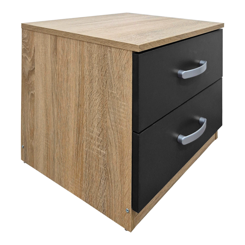383-000105 Κομοδίνο Athos pakoworld σε sonoma-ανθρακί απόχρωση 48x40x41.5εκ