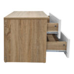 Κομοδίνο Athos pakoworld σε sonoma-λευκή απόχρωση 48x40x41.5εκ - Image 4