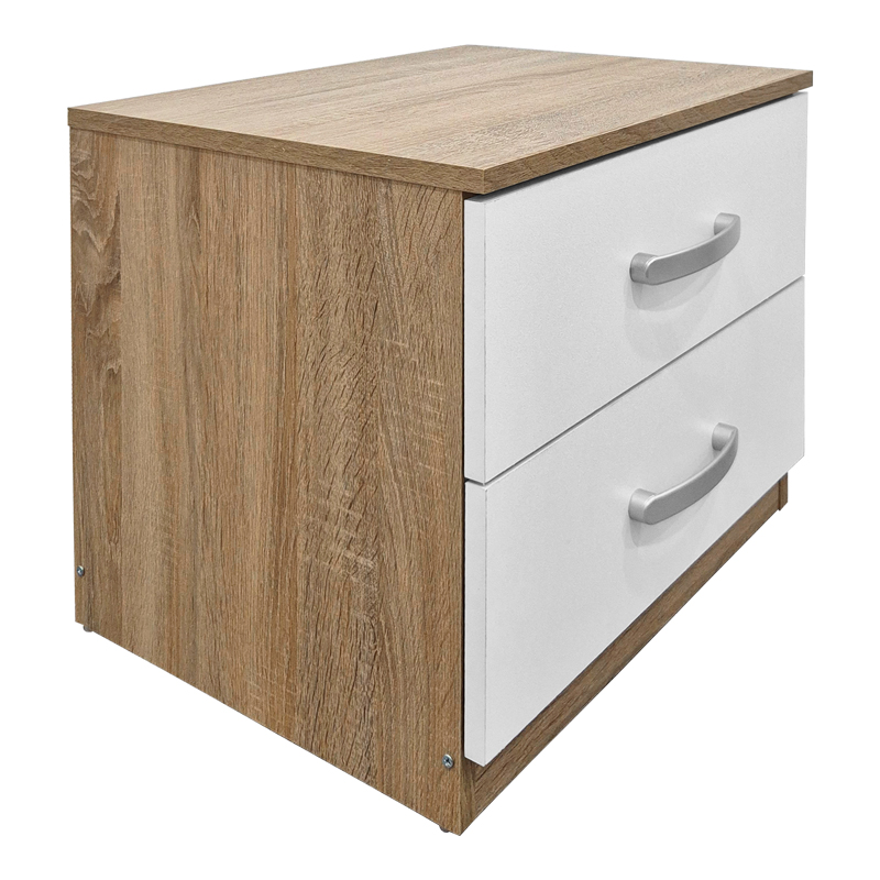 383-000106 Κομοδίνο Athos pakoworld σε sonoma-λευκή απόχρωση 48x40x41.5εκ