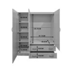 Ντουλάπα τρίφυλλη με 2 συρτάρια Alvia pakoworld wenge150x51x180εκ - Image 5