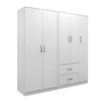 Ντουλάπα πεντάφυλλη Athos I pakoworld λευκή 170x42x180εκ - Image 2