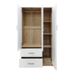 Ντουλάπα εξάφυλλη Athos pakoworld sonoma-λευκό 180x42x180εκ - Image 2