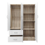 Ντουλάπα εξάφυλλη Athos pakoworld Sonoma-λευκό 200.5x42x180εκ - Image 2