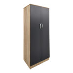 Ντουλάπα εξάφυλλη Athos pakoworld sonoma-ανθρακί 240x42x180εκ - Image 4