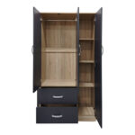 Ντουλάπα εξάφυλλη Athos pakoworld sonoma-ανθρακί 180x42x180εκ - Image 3