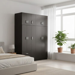 Ντουλάπα πεντάφυλλη με πατάρι Athos I pakoworld wenge 170x42x240εκ