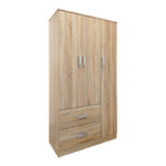 Ντουλάπα εξάφυλλη με πατάρι Athos pakoworld sonoma 180x42x240εκ - Image 2