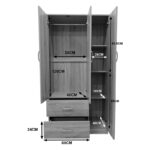 Ντουλάπα εξάφυλλη με πατάρι Athos pakoworld sonoma 180x42x240εκ - Image 7