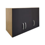 Ντουλάπα εξάφυλλη με πατάρι Athos pakoworld sonoma-ανθρακί 180x42x240εκ - Image 4