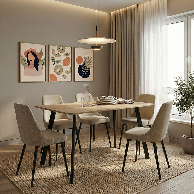 390-000010 Τραπέζι Squaro pakoworld sonoma mdf με μαύρα μεταλλικά πόδια 120x70x75εκ