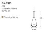 InLight Κρεμαστό φωτιστικό γκρι από travertine marble 1XΕ27 D:10 x 35cm (4091) - Image 2