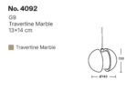 InLight Κρεμαστό φωτιστικό γκρι από travertine marble 1XG9 D:13 x 14cm (4092) - Image 2