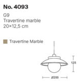 InLight Κρεμαστό φωτιστικό γκρι από travertine marble 1XG9 D:20 x 12.5cm (4093) - Image 2